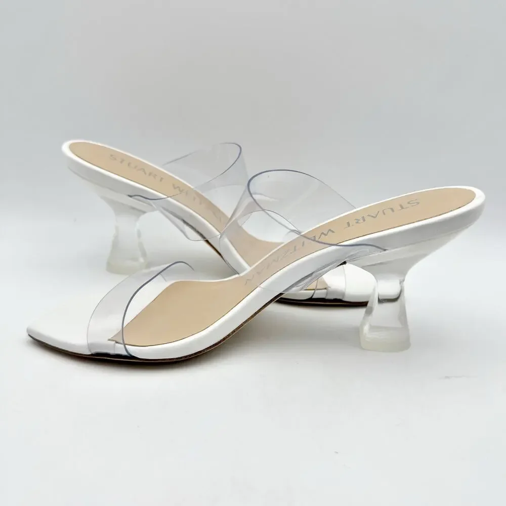 Stuart Weitzman Womens Kristal Clear Sandals US 5 EU 35.5 White Clear EUC